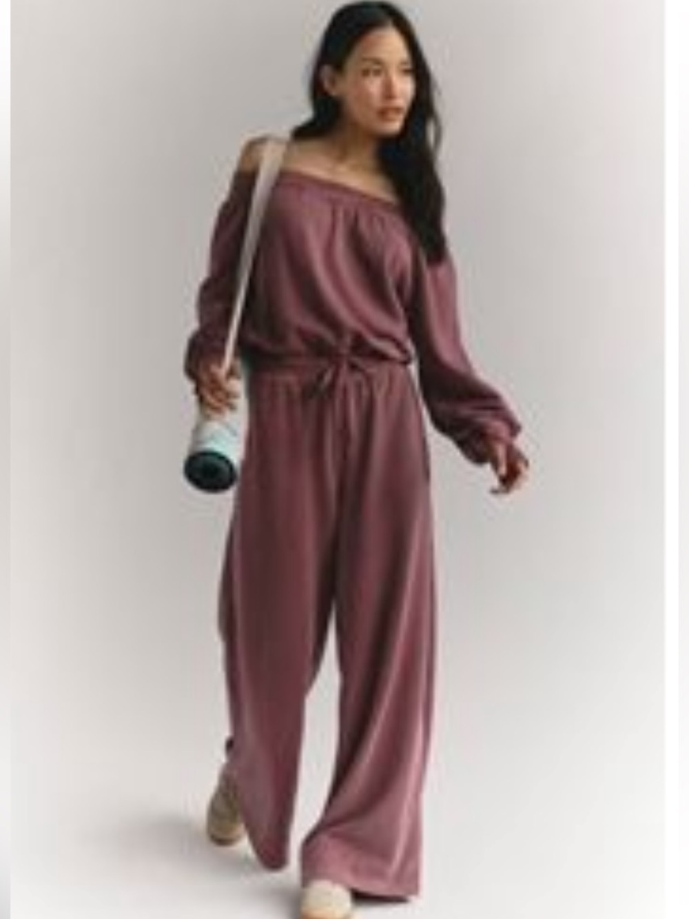 Free People One Beat Onesie / Jumpsuit Knit Fabric Clove Mauve